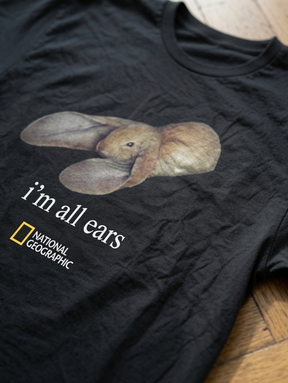 Gildan Black National Geographic 'I'm All Ears' Bunny Graphic Tee